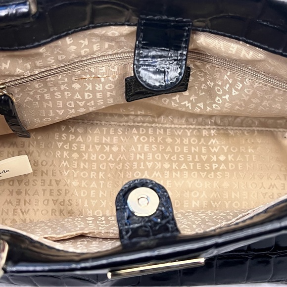 kate spade Black Croc-Embossed Patent Leather Satchel - Picture 6 of 10